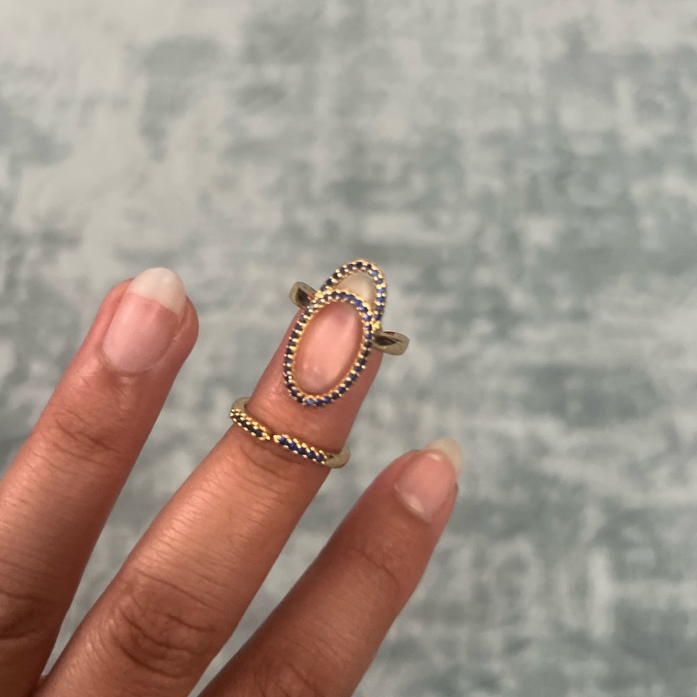 New Single Piece Nail Ring Blue